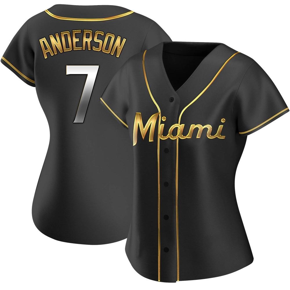 Replica Tim Anderson Women's Miami Marlins Black Golden Alternate Jersey Replica Tim Anderson Women's Miami Marlins Black Golden Alternate Jersey