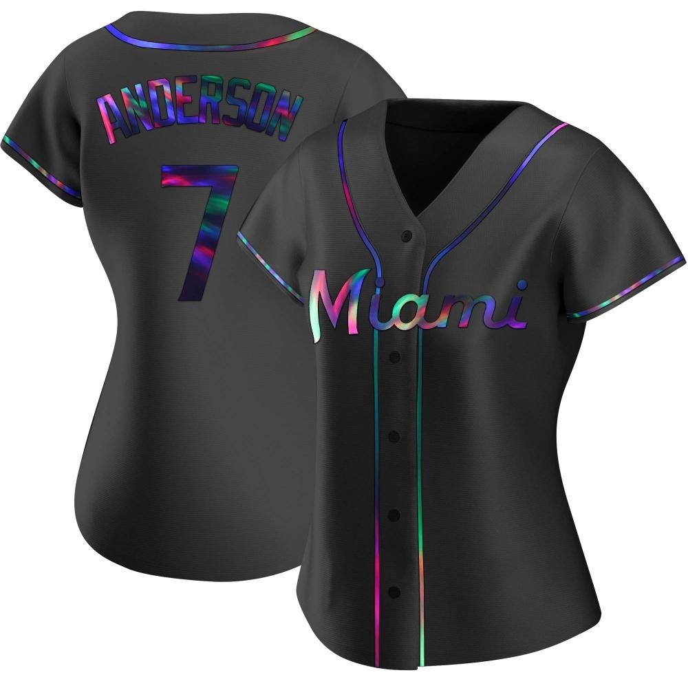 Replica Tim Anderson Women's Miami Marlins Black Holographic Alternate Jersey Replica Tim Anderson Women's Miami Marlins Black Holographic Alternate Jersey