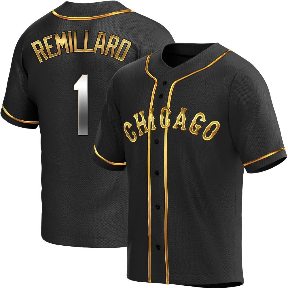 Replica Zach Remillard Men's Chicago White Sox Black Golden Alternate Jersey Replica Zach Remillard Men's Chicago White Sox Black Golden Alternate Jersey